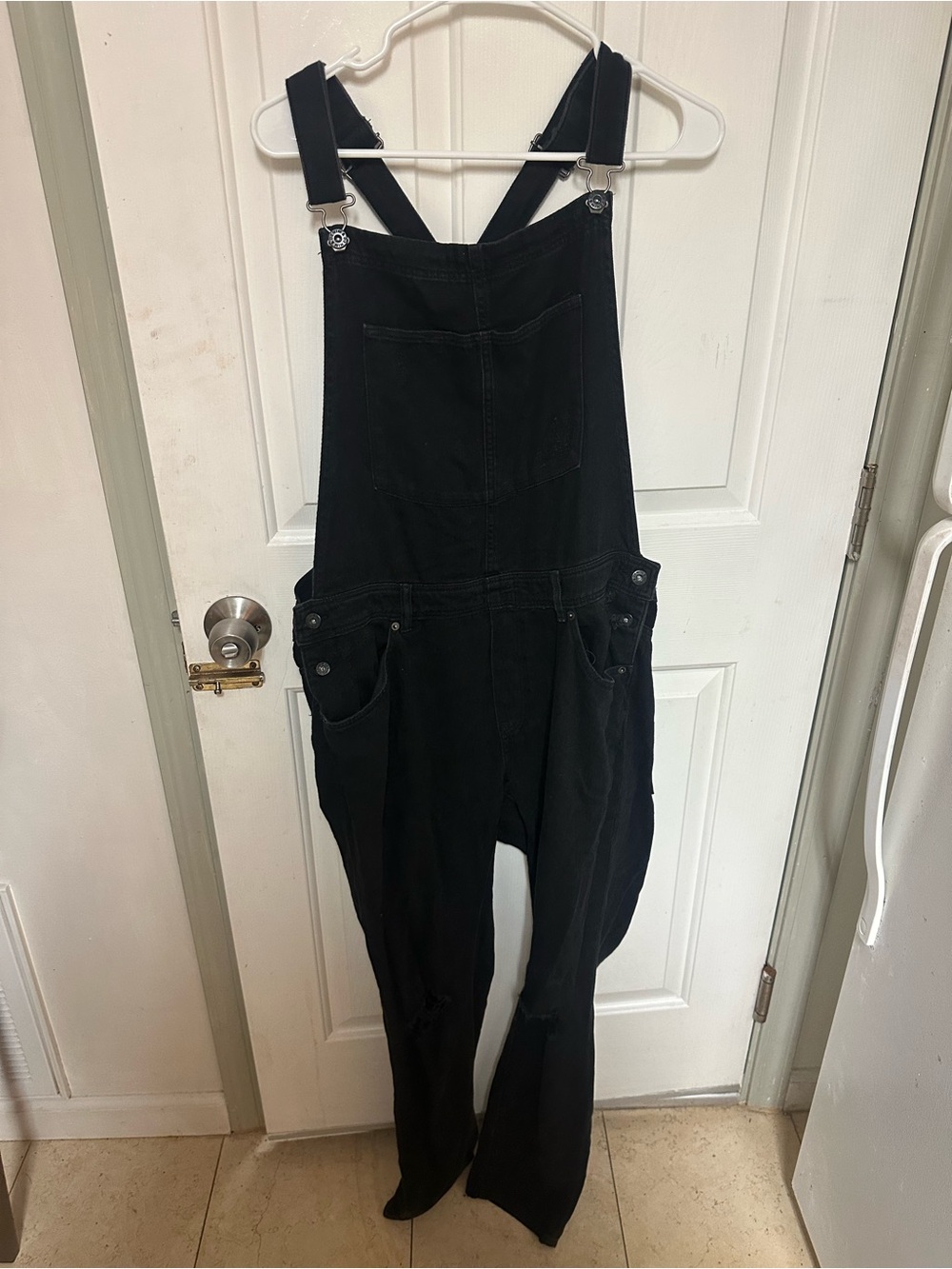 ASOS Black Denim Overalls Distressed Ripped Jeans Women's - Size XL 37